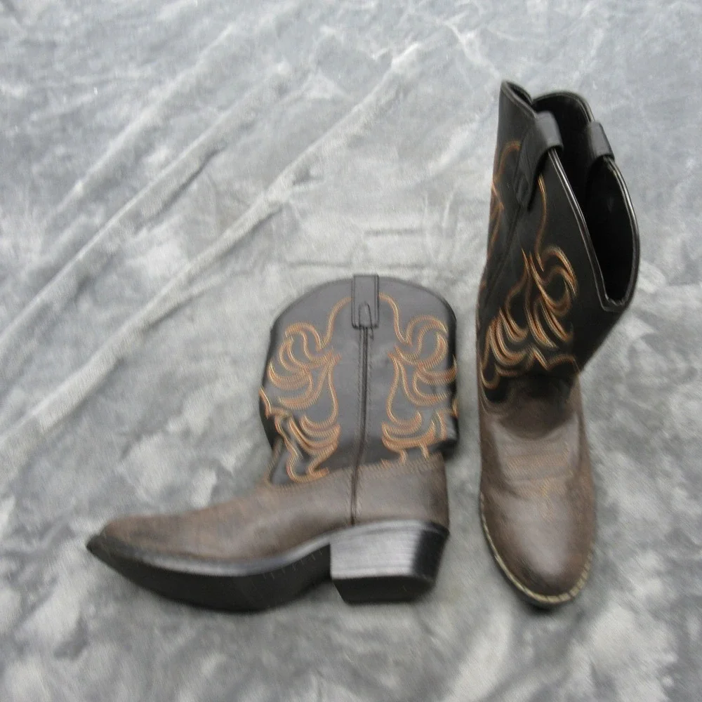 Smoky Mountain Boots Kids 6R Cowboy Western Brown Embroidered Pull On Riding